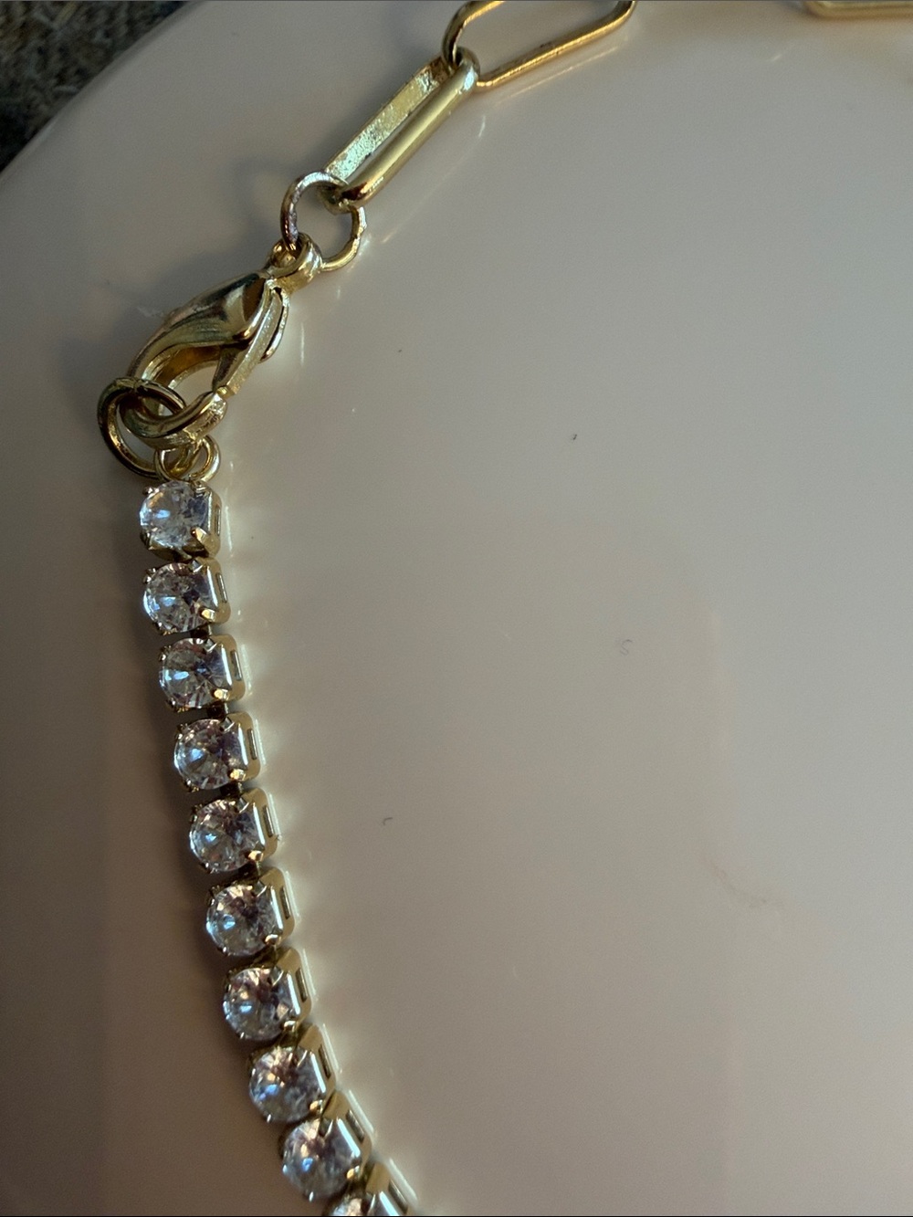 Elegant Gold tennis and paperclip chain Chain bracelet with czs. NWT - Picture 4 of 5